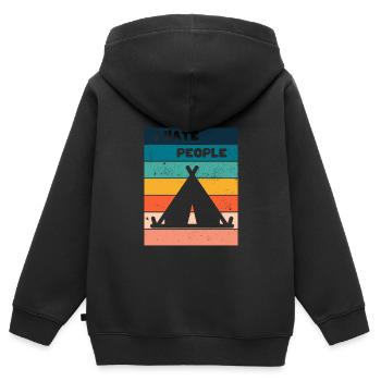 Campen - Kinder Premium Organic Zip Hoodie - Schwarz - Hinten - AI Model Kid Male (0cm)