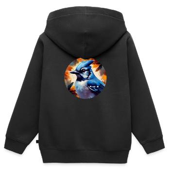 Blue jay bird - Kids Premium Organic Zip-up Hoodie - black - Back - AI Model Kid Male (0cm)