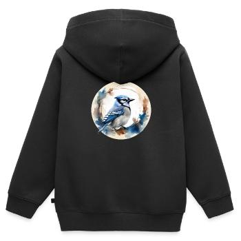 Blue jay bird - Kids Premium Organic Zip-up Hoodie - black - Back - AI Model Kid Male (0cm)