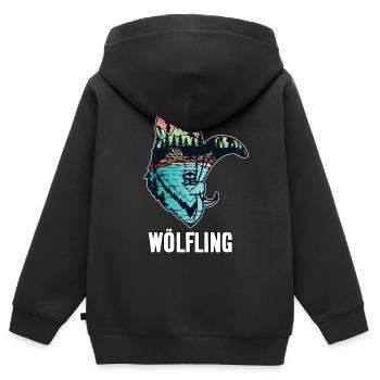 Wölfling T-Shirt für Pfadfinder Wölflinge - Kinder Premium Organic Zip Hoodie - Schwarz - Hinten - AI Model Kid Male (0cm)