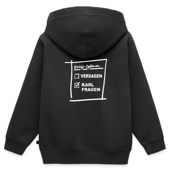 Karl Fragen - Kinder Premium Organic Zip Hoodie - Schwarz - Hinten - AI Model Kid Male (0cm)