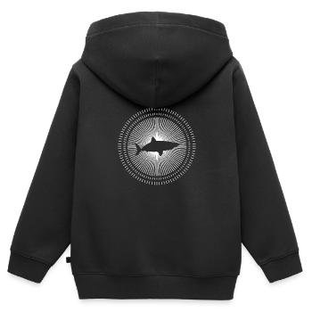 Requin et un requin qui vit dans l'eau - Sweat Premium à capuche zippé enfant bio - noir - Dos - AI Model Kid Male (0cm)