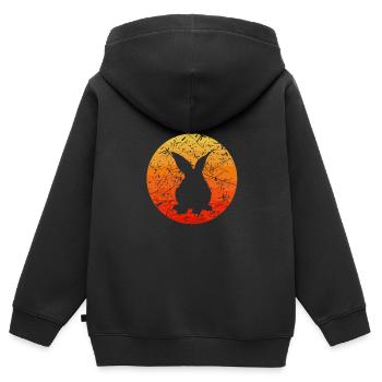 Sonnenaufgang mit Hase - Kinder Premium Organic Zip Hoodie - Schwarz - Hinten - AI Model Kid Male (0cm)