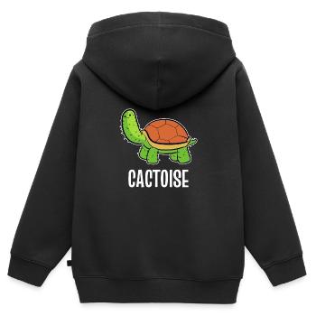 Cactoise Tier-und Kaktus-Liebhaber Geschenk - Kinder Premium Organic Zip Hoodie - Schwarz - Hinten - AI Model Kid Male (0cm)