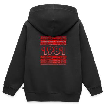 Witzig 1981 - Sweat Premium à capuche zippé enfant bio - noir - Dos - AI Model Kid Male (0cm)