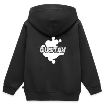 Geschenk für Gustav - Kinder Premium Organic Zip Hoodie - Schwarz - Hinten - AI Model Kid Male (0cm)
