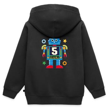 Petit robot 5 ans - Sweat Premium à capuche zippé enfant bio - noir - Dos - AI Model Kid Male (0cm)