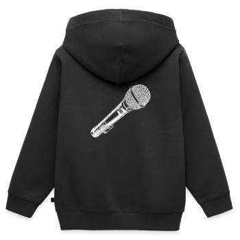 Microphone Hand Drawn - Kids Premium Organic Zip-up Hoodie - black - Back - AI Model Kid Male (0cm)