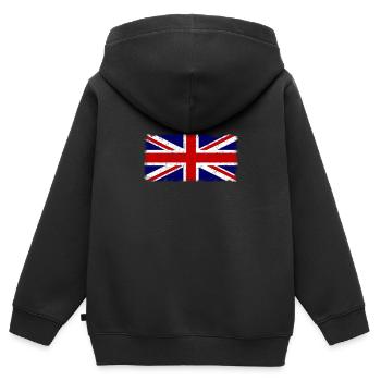 Drapeau britannique Vintage - Sweat Premium à capuche zippé enfant bio - noir - Dos - AI Model Kid Male (0cm)