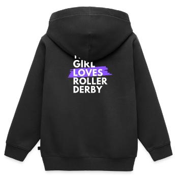 Cette fille aime le roller derby - Sweat Premium à capuche zippé enfant bio - noir - Dos - AI Model Kid Male (0cm)