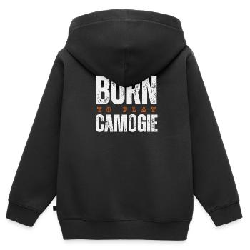 Né pour jouer au camogie. - Sweat Premium à capuche zippé enfant bio - noir - Dos - AI Model Kid Male (0cm)