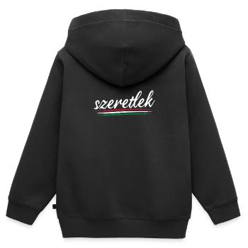 Szeretlek - Ich Liebe Dich Ungarisch - Kinder Premium Organic Zip Hoodie - Schwarz - Hinten - AI Model Kid Male (0cm)