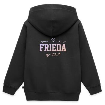 Frieda - Kinder Premium Organic Zip Hoodie - Schwarz - Hinten - AI Model Kid Male (0cm)