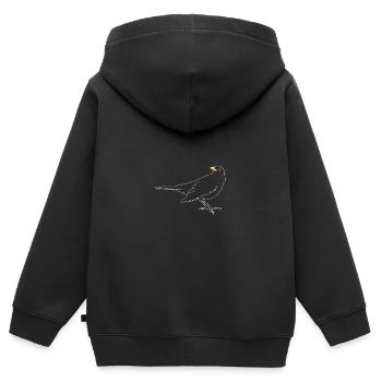 Amsel auf Dach - Kinder Premium Organic Zip Hoodie - Schwarz - Hinten - AI Model Kid Male (0cm)