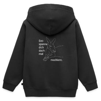 Känguru Entspannung - Kinder Premium Organic Zip Hoodie - Schwarz - Hinten - AI Model Kid Male (0cm)