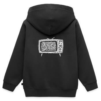 Retro Fernseher Störung - Kinder Premium Organic Zip Hoodie - Schwarz - Hinten - AI Model Kid Male (0cm)