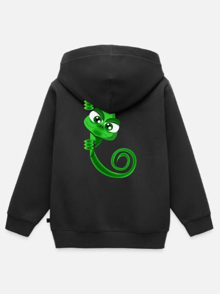 Chamäleon - Kinder Premium Organic Zip Hoodie - Schwarz