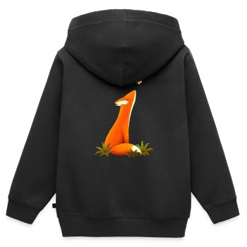 Fuchs und Schmetterlinge, Tiere, Tierkinder - Kinder Premium Organic Zip Hoodie - Schwarz - Hinten - AI Model Kid Male (0cm)