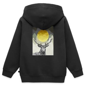 Hirschkönig des Waldes - Kinder Premium Organic Zip Hoodie - Schwarz - Hinten - AI Model Kid Male (0cm)