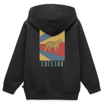 Guépard guépard prédateur - Sweat Premium à capuche zippé enfant bio - noir - Dos - AI Model Kid Male (0cm)