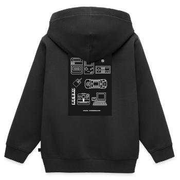 poster retro games konsole nerd 8bit pc spiele LOL - Kinder Premium Organic Zip Hoodie - Schwarz - Hinten - AI Model Kid Male (0cm)