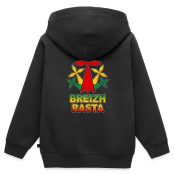 breizh rasta - Sweat Premium à capuche zippé enfant bio - noir - Dos - AI Model Kid Male (0cm)