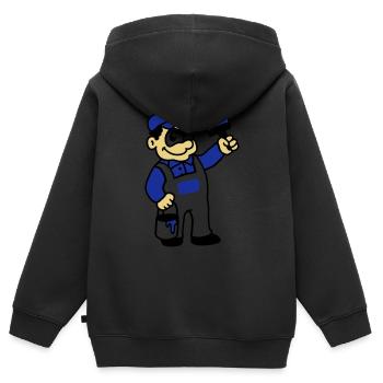 Maler mit Pinsel und Farbe - Kinder Premium Organic Zip Hoodie - Schwarz - Hinten - AI Model Kid Male (0cm)
