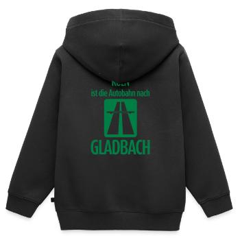 Autobahn nach Gladbach - Anti Köln - Kinder Premium Organic Zip Hoodie - Schwarz - Hinten - AI Model Kid Male (0cm)