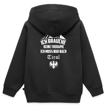 Tirol - Kinder Premium Organic Zip Hoodie - Schwarz - Hinten - AI Model Kid Male (0cm)