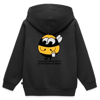 Biene mit Eimer - Kinder Premium Organic Zip Hoodie - Schwarz - Hinten - AI Model Kid Male (0cm)