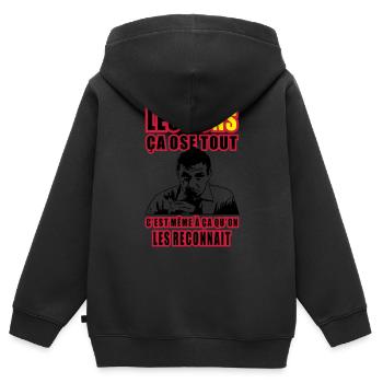 les cons ça ose tout lino ventura - Sweat Premium à capuche zippé enfant bio - noir - Dos - AI Model Kid Male (0cm)