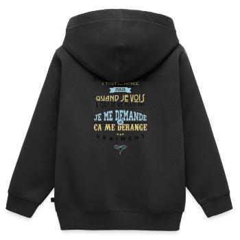 Citations made in Belgique - Sweat Premium à capuche zippé enfant bio - noir - Dos - AI Model Kid Male (0cm)