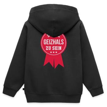 Geizhals - Geizkrägin - Geiz - Geizig - Geld - Kinder Premium Organic Zip Hoodie - Schwarz - Hinten - AI Model Kid Male (0cm)
