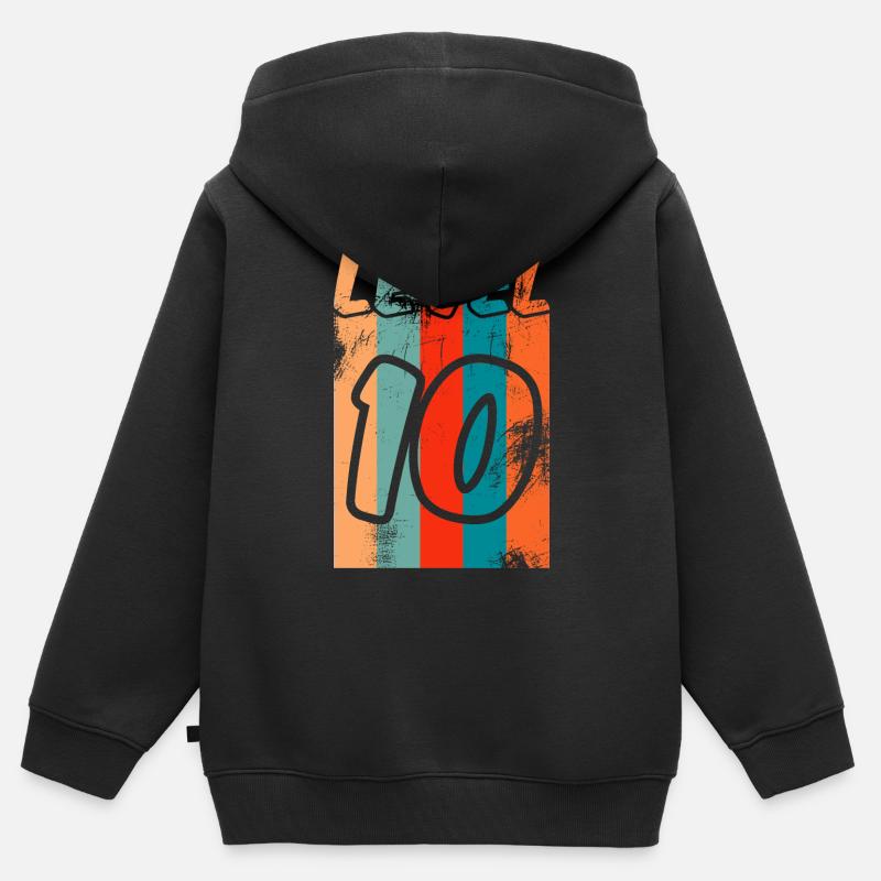 Millésime anniversaire niveau 10 - Sweat Premium à capuche zippé enfant bio - noir