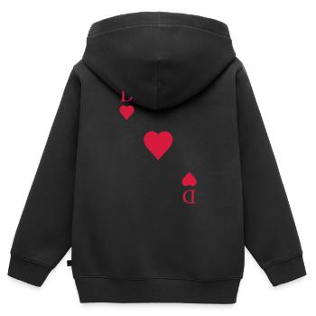 Spielkarte Herz Dame Karte Paare Fasching Karneval - Kinder Premium Organic Zip Hoodie - Schwarz - Hinten - AI Model Kid Male (0cm)