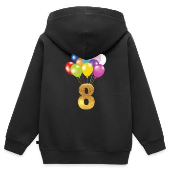 8 children birthday happy birthday - Kids Premium Organic Zip-up Hoodie - black - Back - AI Model Kid Male (0cm)