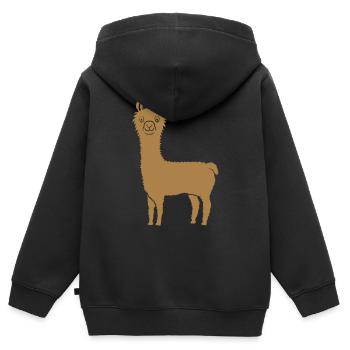 Braunes Alpaka Lieblingstier - Kinder Premium Organic Zip Hoodie - Schwarz - Hinten - AI Model Kid Male (0cm)