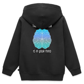 Die einzige Grenze ist in Deinem Kopf - Kinder Premium Organic Zip Hoodie - Schwarz - Hinten - AI Model Kid Male (0cm)