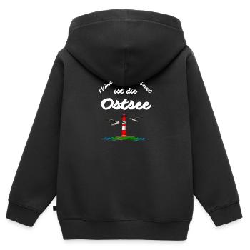 Ostsee-Meine Zweite Heimat ist die Ostsee - Kinder Premium Organic Zip Hoodie - Schwarz - Hinten - AI Model Kid Male (0cm)