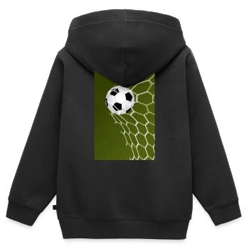 Goal ! Ballon de foot - Sweat Premium à capuche zippé enfant bio - noir - Dos - AI Model Kid Male (0cm)