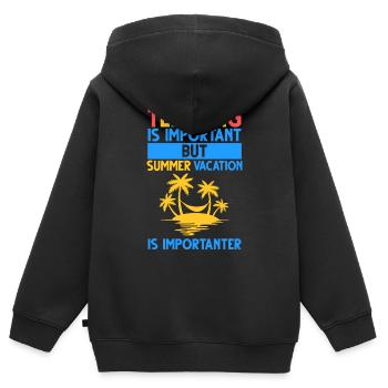 Unterrichten ist wichtig, aber Sommerferien - Kinder Premium Organic Zip Hoodie - Schwarz - Hinten - AI Model Kid Male (0cm)