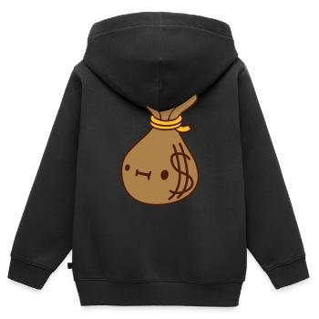 Gesicht Dollar Geld Sack - Kinder Premium Organic Zip Hoodie - Schwarz - Hinten - AI Model Kid Male (0cm)