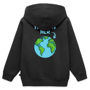 « Je suis avec elle » | Sauvez la Terre | Protection du climat - Sweat Premium à capuche zippé enfant bio - noir - Dos - AI Model Kid Male (0cm)