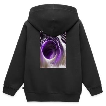 Lila Abstrakt Art - Kinder Premium Organic Zip Hoodie - Schwarz - Hinten - AI Model Kid Male (0cm)