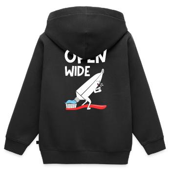 Open Wide - Kids Premium Organic Zip-up Hoodie - black - Back - AI Model Kid Male (0cm)