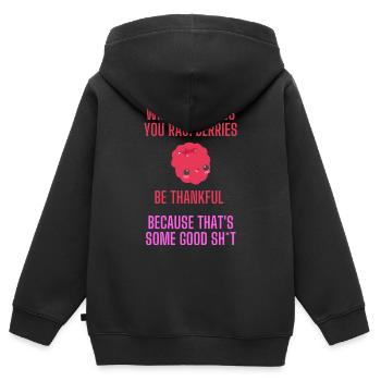 When life gives you raspberries lustiger Spruch - Kinder Premium Organic Zip Hoodie - Schwarz - Hinten - AI Model Kid Male (0cm)