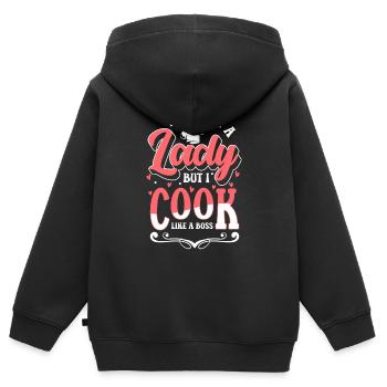Chef Restaurant Profession Gastronomie - Sweat Premium à capuche zippé enfant bio - noir - Dos - AI Model Kid Male (0cm)