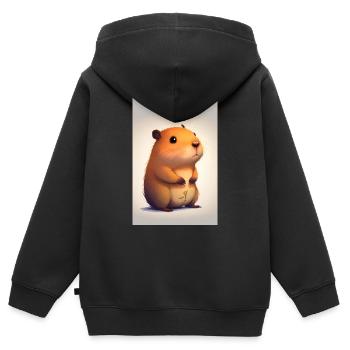Capybara capybara capybaras sweet animal - Kids Premium Organic Zip-up Hoodie - black - Back - AI Model Kid Male (0cm)