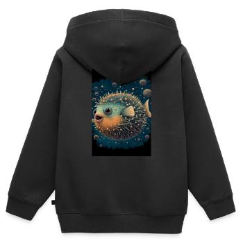 Kugelfisch Fische Kugelfische Pufferfish - Kinder Premium Organic Zip Hoodie - Schwarz - Hinten - AI Model Kid Male (0cm)