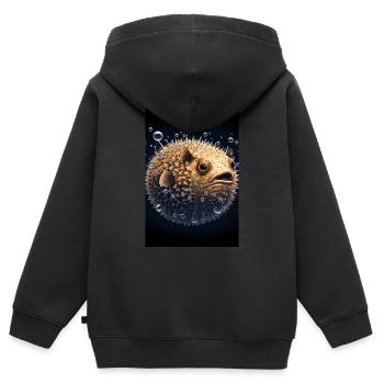 Kugelfisch Fische Kugelfische Pufferfish - Kinder Premium Organic Zip Hoodie - Schwarz - Hinten - AI Model Kid Male (0cm)